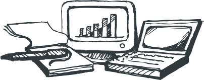 Sketched Computer and Laptop